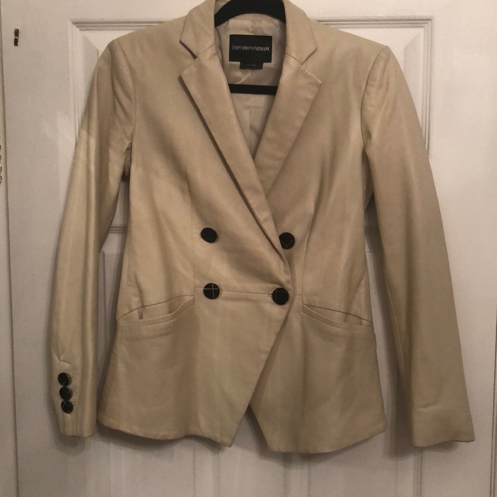 Emporio Armani double breasted leather jacket